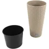 A beige woven planter and a black inner pot are shown against a white background. Produktbild-Vorschau