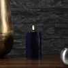 LED Stumpenkerze MIA - Echtwachs - realistische 3D Flamme - H: 12,5cm - D: 7,5cm - königsblau Produktbild-Vorschau