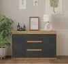 Komoda 120 Cm Dąb Wotan / Antracyt 3 Szuflady, 2 Drzwi, 2 Podgląd zdjęcia produktu 3