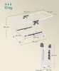 A diagram showing the dimensions of a white drying rack, both open and folded. Produktbild-Vorschau