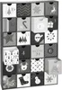 A black and white advent calendar with 24 numbered drawers, some of which are open. Náhled obrázku produktu