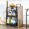 HOMCOM HOMCOM Küchenwagen - 2 Tabletts - Schwarz/Braun - Produktbild-Vorschau 6