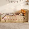 Flieks Kinderbett 140x200cm mit Led, Bodenbett Holzbett mit Produktbild-Vorschau 3
