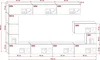A diagram of a modular living room furniture unit with dimensions. Produktbild-Vorschau
