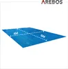 A blue solar cover for a pool is laid out flat on a white background, with dimensions indicated by dashed lines and text. Anteprima dell’immagine prodotto