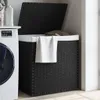 vidaXL Wäschekorb mit 2 Fächern Schwarz 53x35x57 cm Poly Produktbild-Vorschau 2