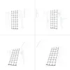 A collage of four images showing a black climbing net attached to different parts of a playground structure, with the playground structure shown in a faded outline. Produktbild-Vorschau