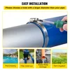 A collage showing a close-up of a hose being attached to a pipe, and four smaller images illustrating different uses of the hose: pool draining, filter clean-out, waste water drainage, and farm irrigation. Anteprima dell’immagine prodotto