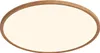 A close-up view of a round, wooden-framed LED ceiling light with a white diffuser. Produktbild-Vorschau