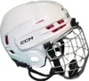 A white CCM Tacks 70 Helm Combo Junior with a silver cage is shown against a white background. Náhľad obrázku produktu