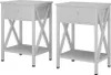 Two white nightstands are shown side-by-side against a white background. Voir les images du produit