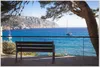 Wallario Wandbild Einsame Bank am Meer - Spanien im Sommer, Produktbild-Vorschau 1