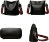 Collage of four different views of a black leather handbag. Náhľad obrázku produktu