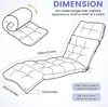 Diagrams and text illustrating the dimensions and setup of a chaise lounge chair cushion. Náhled obrázku produktu