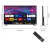 A television with dimensions and a remote control are shown against a white background. Anteprima dell’immagine prodotto