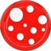 A red plate with white polka dots, resembling a mushroom cap. Produktbild-Vorschau