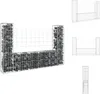 vidaXL Gabionenkorb U-Form mit 2 Säulen Eisen 140x20x100 cm Produktbild-Vorschau 1