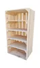 A wooden shelving unit made of crates, shown against a white background. Produktbild-Vorschau