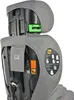 Close-up view of the back of a car seat, showing adjustment mechanisms and safety labels. Voir les images du produit