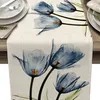Tischläufer Blaue Blume 33x180cm Waschbare Tischdecke Produktbild-Vorschau 1
