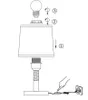 Diagram showing how to assemble and plug in a table lamp. Náhľad obrázku produktu