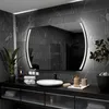 A modern bathroom vanity with a large illuminated mirror. Produktbild-Vorschau