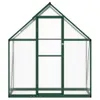 A front view of a green greenhouse with a clear door and walls, set against a white background. Anteprima dell’immagine prodotto
