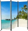 A three-panel room divider with a tropical beach scene printed on it. Produktbild-Vorschau
