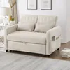 A beige sofa bed is shown in a living room setting. Produktbild-Vorschau