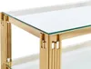 Couchtisch aus gehärtetem Glas und Edelstahl - vergoldet - Produktbild-Vorschau 4
