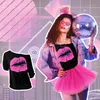 80. léta disco retro tričko cosplay kostým + šperky pro Náhled obrázku produktu 6