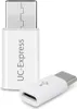 Two white USB-C adapters are shown against a white background. One adapter is standing upright, and the other is lying down. Produktbild-Vorschau