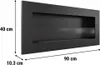 A black bioethanol fireplace with dimensions indicated. Náhled obrázku produktu