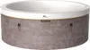 A round, grey textured hot tub with a white rim and a brown accent band. Náhled obrázku produktu