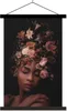 MuchoWow® Textilposter Frauen - Blumen - Schwarz 120x180 cm Produktbild-Vorschau 1