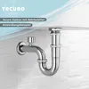 A chrome-plated siphon with a pipe vent installed under a sink. Produktbild-Vorschau