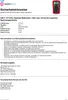 A document with safety instructions and product details for a digital multimeter. Produktbild-Vorschau