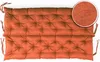 A tufted orange bench cushion is shown from a top-down perspective. Produktbild-Vorschau