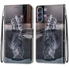 A flip-style phone case with a printed image of a kitten reflecting as a tiger in water. Produktbild-Vorschau