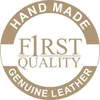 A circular logo with text indicating "HAND MADE", "F1RST QUALITY", and "GENUINE LEATHER". Produktbild-Vorschau