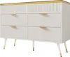 A white dresser with gold accents and legs, shown against a white background. Podgląd zdjęcia produktu