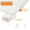 A close-up view of a white mattress topper with informational text and icons. Náhled obrázku produktu