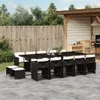 vidaXL 15-tlg. Garten-Essgruppe mit Kissen Schwarz Poly Produktbild-Vorschau 2