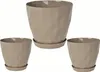 Set van 3 taupe-kleurige bloempotten, kristaldesign - Productafbeelding-voorbeeld 2