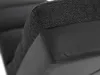 A close-up view of the corner of a chair, showing the texture of the fabric and the smooth finish of the leather. Náhľad obrázku produktu