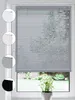 A window with blinds and a plant in front of it, with smaller circular images showing different blind colors. Produktbild-Vorschau