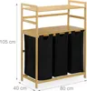 Relaxdays Scaffale portabiancheria con 2 ripiani, 3 cestini Anteprima dell’immagine prodotto 4
