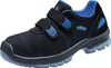 A single black safety shoe with blue accents and velcro straps. Náhled obrázku produktu