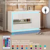 Merax Sideboard 140cm mit 2 Glastüren, Wohnzimmerschrank Produktbild-Vorschau 8