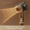 A close-up illustration of a hairdryer's motor and airflow, highlighting its high-speed capabilities. Produktbild-Vorschau